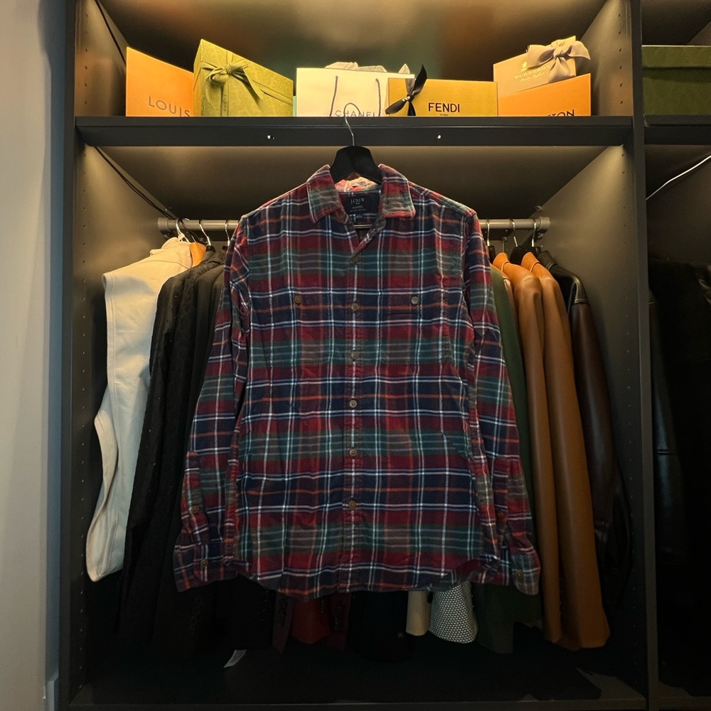 J. Crew Men’s Flannel (Red/Green/Navy/White Plaid)